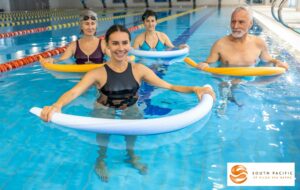 Aqua class swimming group fitness